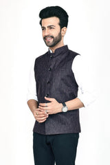 Stylish Poly Khadi black sleeveless Jacket – Handwoven Elegance for All Seasons Stylish Poly Khadi black sleeveless Jacket – Handwoven Elegance for All Seasons