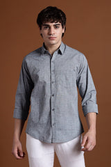 40s Single Thread Grey Khadi Shirt – Handspun & Handwoven 100% Pure Cotton | Lightweight, Natural Comfort, Traditional Craft Meets Modern Style