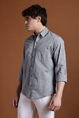 40s Single Thread Grey Khadi Shirt – Handspun & Handwoven 100% Pure Cotton | Lightweight, Natural Comfort, Traditional Craft Meets Modern Style
