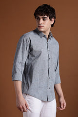 40s Single Thread Grey Khadi Shirt – Handspun & Handwoven 100% Pure Cotton | Lightweight, Natural Comfort, Traditional Craft Meets Modern Style