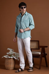 40s Single Thread Sky Blue Khadi Shirt – Handspun & Handwoven 100% Pure Cotton | Lightweight, Natural Comfort, Traditional Craft Meets Modern Style