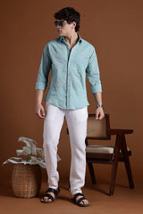 40s Single Thread Sky Blue Khadi Shirt – Handspun & Handwoven 100% Pure Cotton | Lightweight, Natural Comfort, Traditional Craft Meets Modern Style
