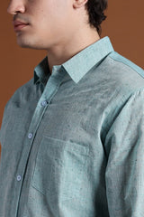 40s Single Thread Sky Blue Khadi Shirt – Handspun & Handwoven 100% Pure Cotton | Lightweight, Natural Comfort, Traditional Craft Meets Modern Style