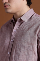 40s Single Thread Light Brown Khadi Shirt – Handspun & Handwoven 100% Pure Cotton | Lightweight, Natural Comfort, Traditional Craft Meets Modern Style