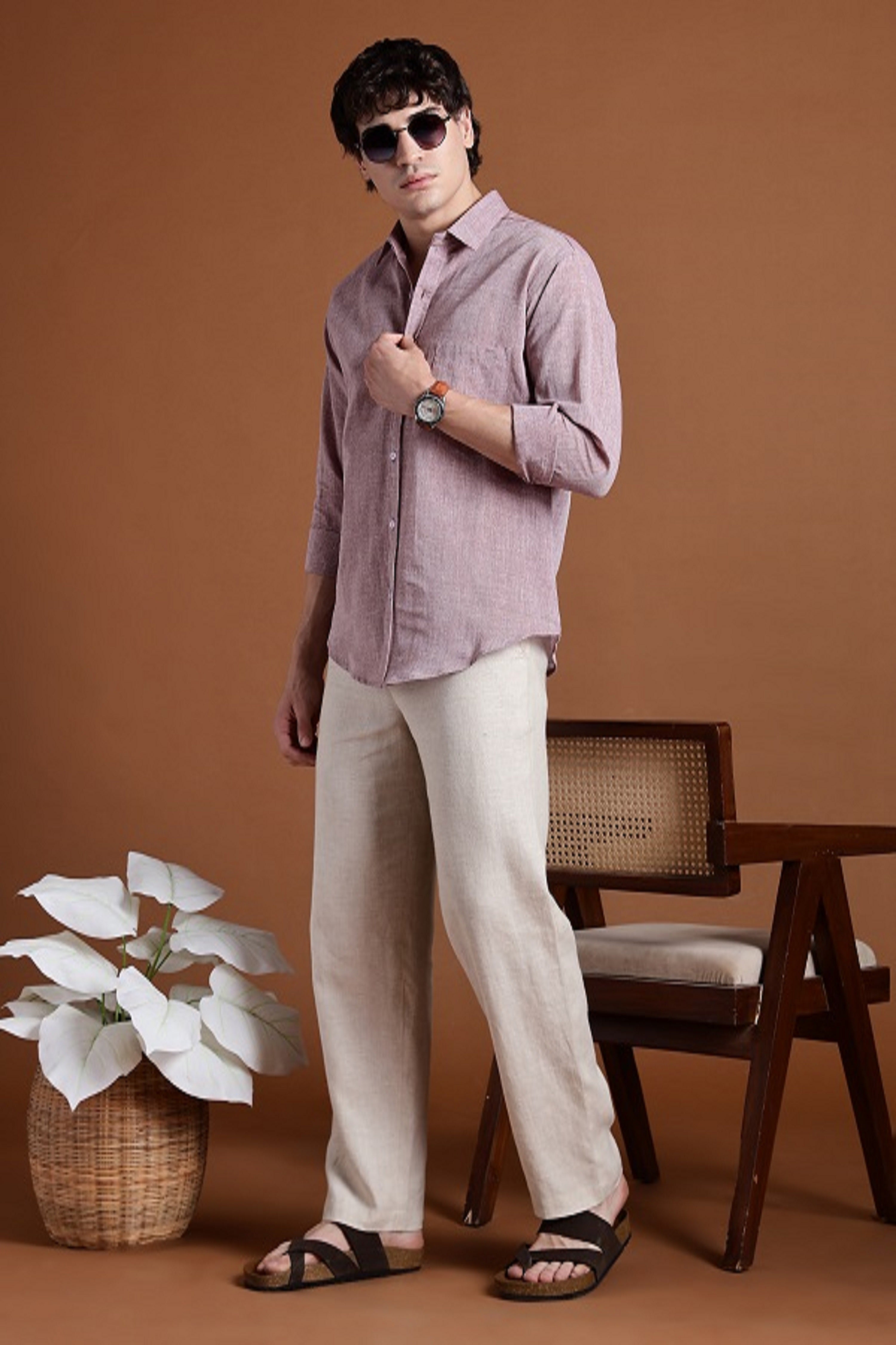 40s Single Thread Light Brown Khadi Shirt – Handspun & Handwoven 100% Pure Cotton | Lightweight, Natural Comfort, Traditional Craft Meets Modern Style