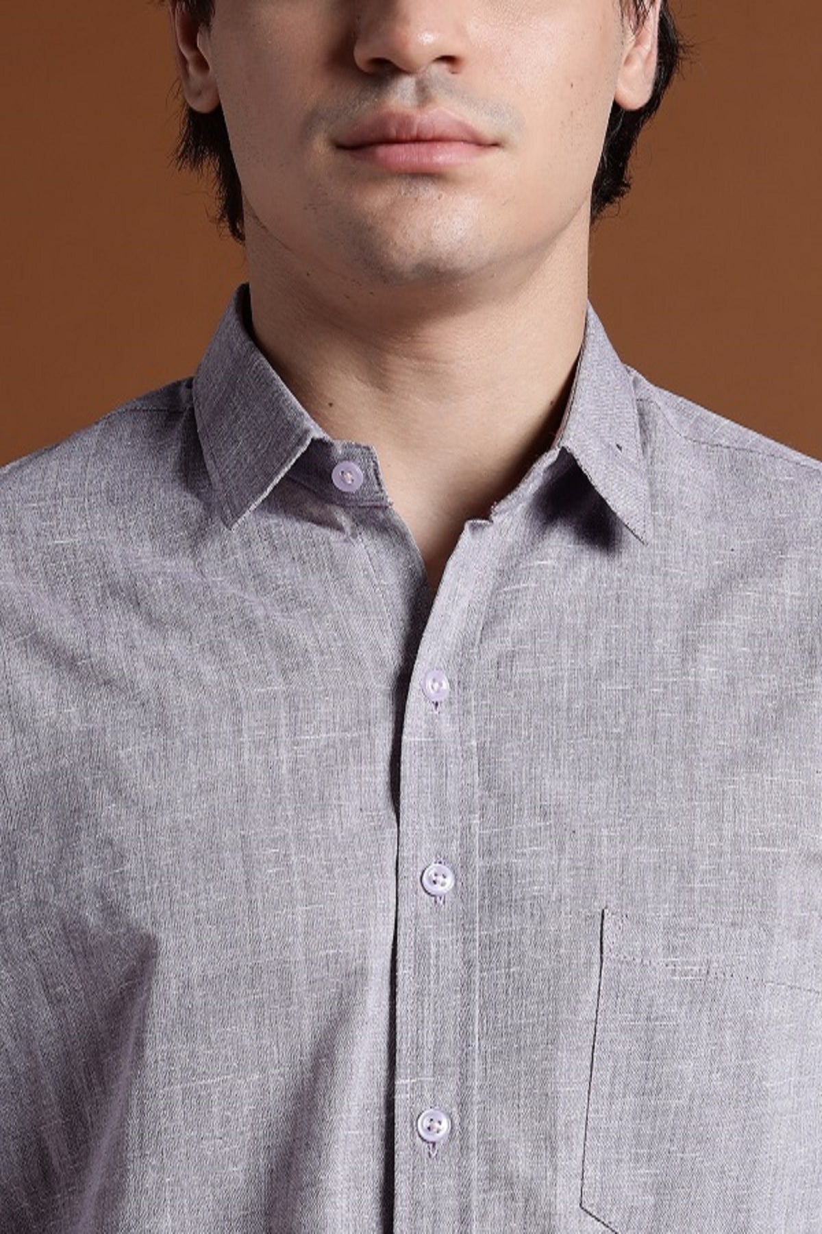 40s Single Thread Light Purple Khadi Shirt – Handspun & Handwoven 100% Pure Cotton | Lightweight, Natural Comfort, Traditional Craft Meets Modern Style
