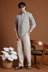 40s Single Thread Light Grey Khadi Shirt – Handspun & Handwoven 100% Pure Cotton | Lightweight, Natural Comfort, Traditional Craft Meets Modern Style