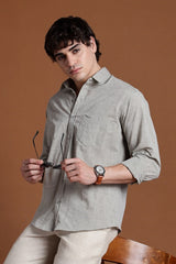 40s Single Thread Light Grey Khadi Shirt – Handspun & Handwoven 100% Pure Cotton | Lightweight, Natural Comfort, Traditional Craft Meets Modern Style