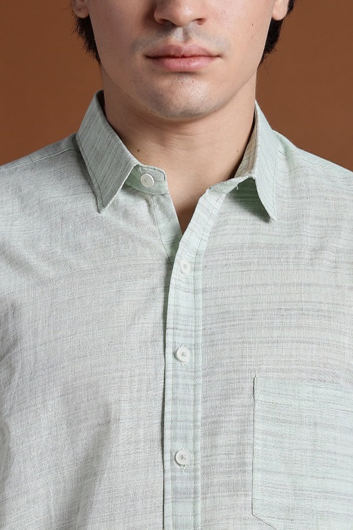 40s Single Thread Light Pista Khadi Shirt – Handspun & Handwoven 100% Pure Cotton | Lightweight, Natural Comfort, Traditional Craft Meets Modern Style