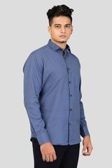 80/90 DT Muslin Khadi Dark Blue Formal Shirt-805