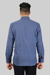 80/90 DT Muslin Khadi Dark Blue Formal Shirt-805