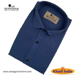 80/90 DT Muslin Khadi Dark Blue Formal Shirt-805