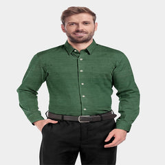 40s ST Pure Khadi Dark Green Formal Shirt-807