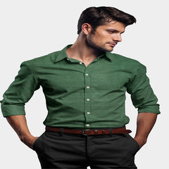 40s ST Pure Khadi Dark Green Formal Shirt-807