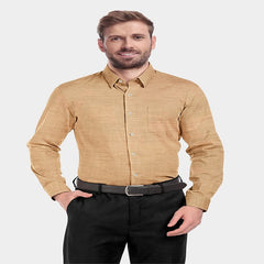 40s ST Pure Khadi Mushroom Brown Formal Shirt-809