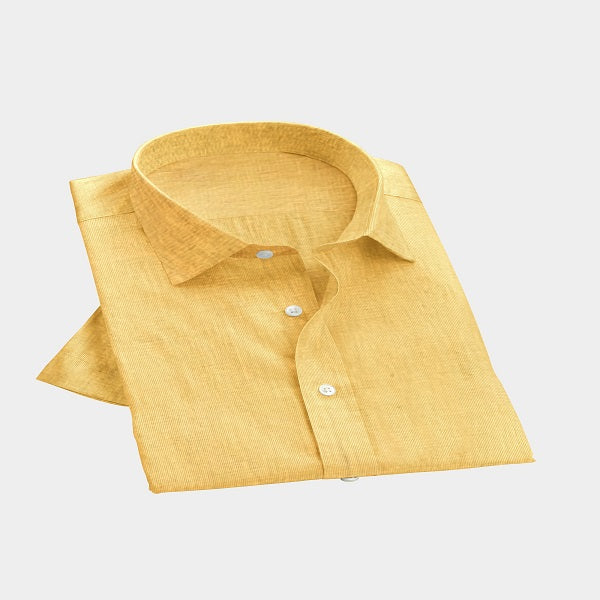 60s DT Muslin Khadi Yellow Formal Shirt-810