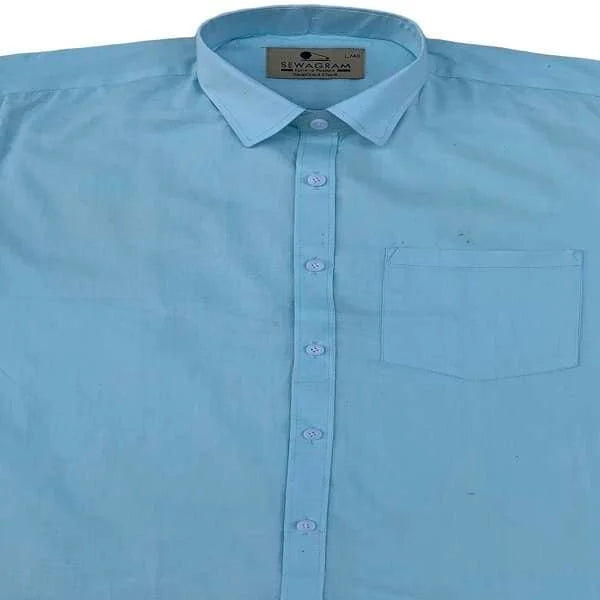 60s DT Muslin Khadi Sky blue Formal Shirt-821