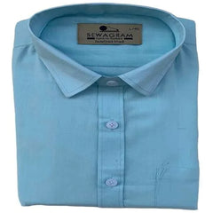 60s DT Muslin Khadi Sky blue Formal Shirt-821