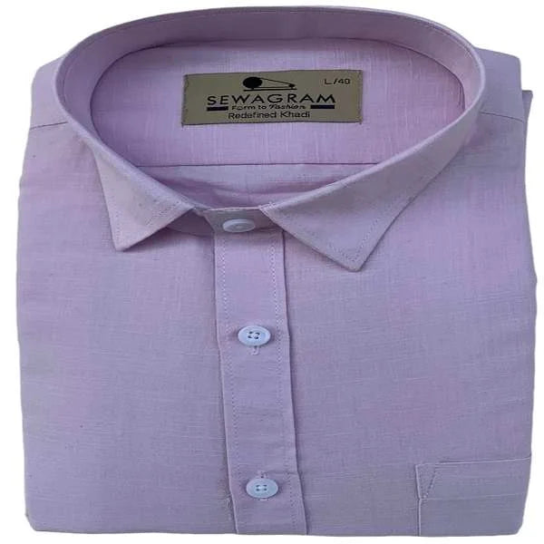 60s DT Muslin Khadi Light Purple Formal Shirt-822