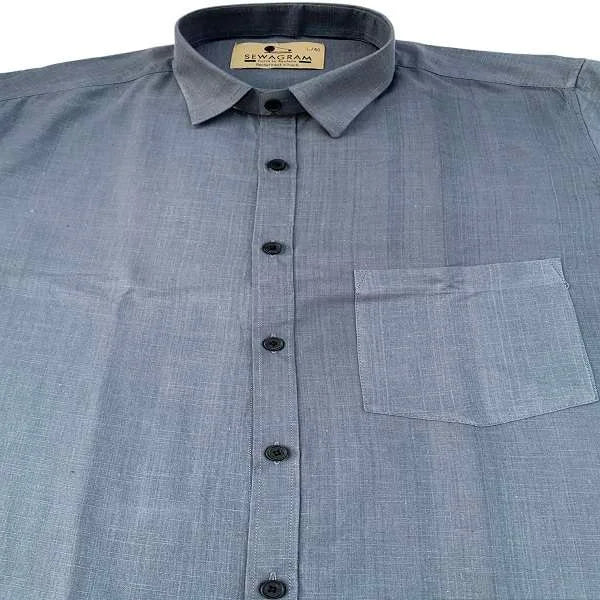 60s DT Muslin Khadi Dark Grey Formal Shirt-824