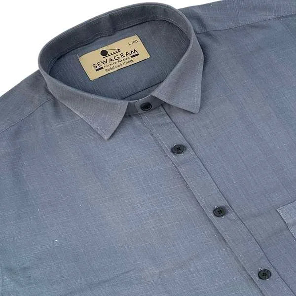 60s DT Muslin Khadi Dark Grey Formal Shirt-824