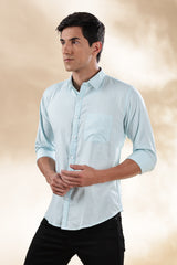 Muslin Khadi Shirt For Men | Full Sleeve Mens Khadi Shirt | Regular Fit Khadi Casual Solid Shirt | Regular Collar Khadi Shirt | Mens Formal Shirt | Sky Blue