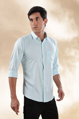 Muslin Khadi Shirt For Men | Full Sleeve Mens Khadi Shirt | Regular Fit Khadi Casual Solid Shirt | Regular Collar Khadi Shirt | Mens Formal Shirt | Sky Blue