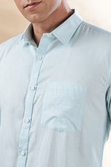 Muslin Khadi Shirt For Men | Full Sleeve Mens Khadi Shirt | Regular Fit Khadi Casual Solid Shirt | Regular Collar Khadi Shirt | Mens Formal Shirt | Sky Blue