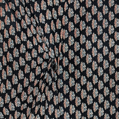 Traditional Handloom Cotton Fabric Black Colour with Ajrak Handprint – 44” Width | Perfect for Ladies’ Wear & Occasions