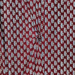 Traditional Handloom Cotton Fabric Brown Colour with Ajrak Handprint – 44” Width | Perfect for Ladies’ Wear & Occasions