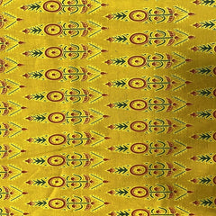 Traditional Handloom Cotton Fabric Yellow with Ajrak Handprint – 44” Width | Perfect for Ladies’ Wear & Occasions